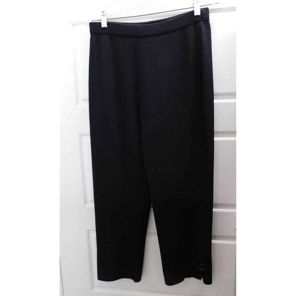 St‎ John Collection Black Santana Knit Flat Front Pants sz 6